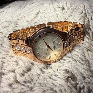 Jessica Simpson Gold Watch with Crystal Accents